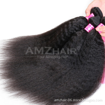 10A Mink Brazilian Kinky Straight Virgin Cuticle Aligned Human Weave Hair Bundle Extensions Wholesale Yaki Human Hair Products